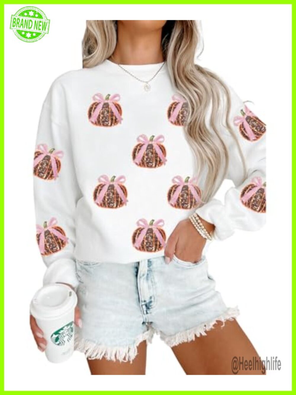 Sequin Pumpkin Sweatshirt Women Oversized Pullover Long Sleeve Top